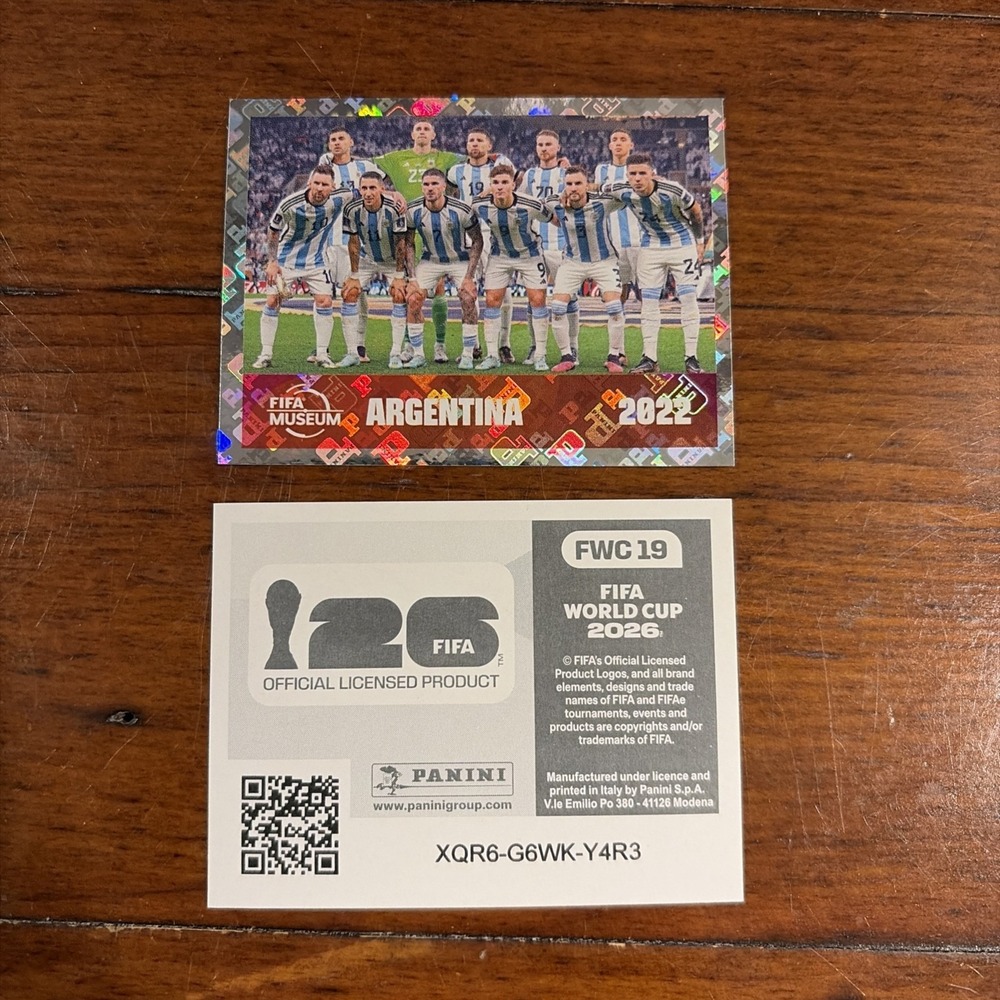 2026 Panini World Cup Argentina Team Foil Sticker FWC19 2022 Champions Messi